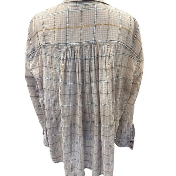 Free People Metallic Plaid Button-Up Shirt - Picture 7 of 9